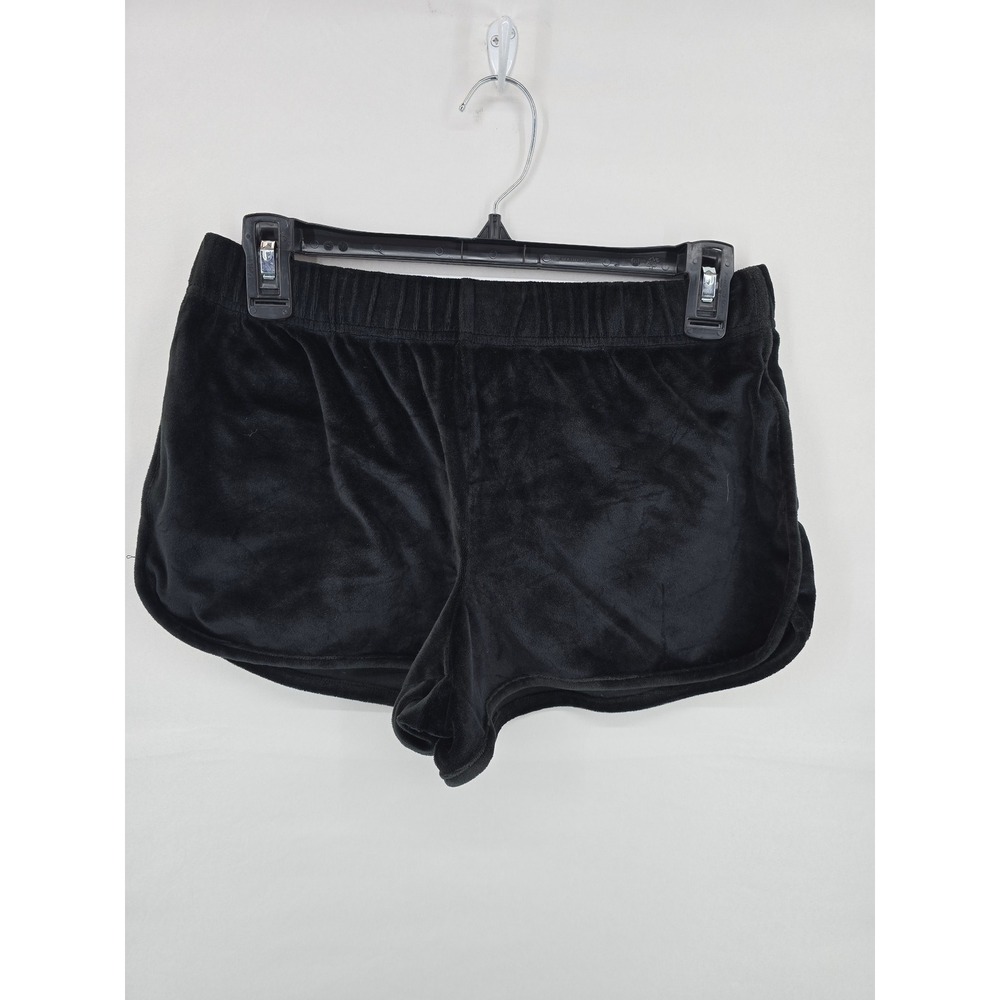 Juicy Couture Black Velour Rhinestone Logo Sleep Shorts Womens Medium 1546